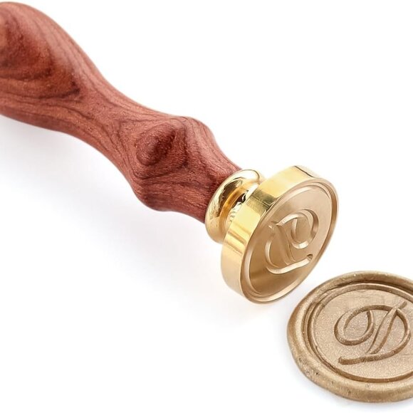 Wax Seal Stamper, Initial Handwritten Letter Alphabet D Stamp with Rosewood Hand - Picture 1 of 8